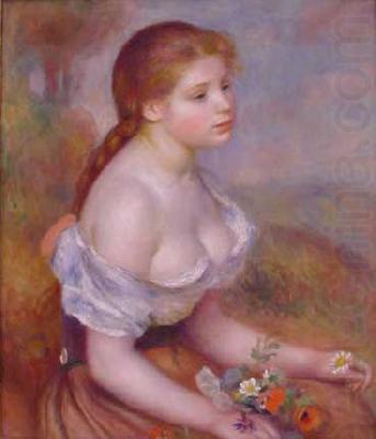 Young Girl With Daisies, Pierre Renoir